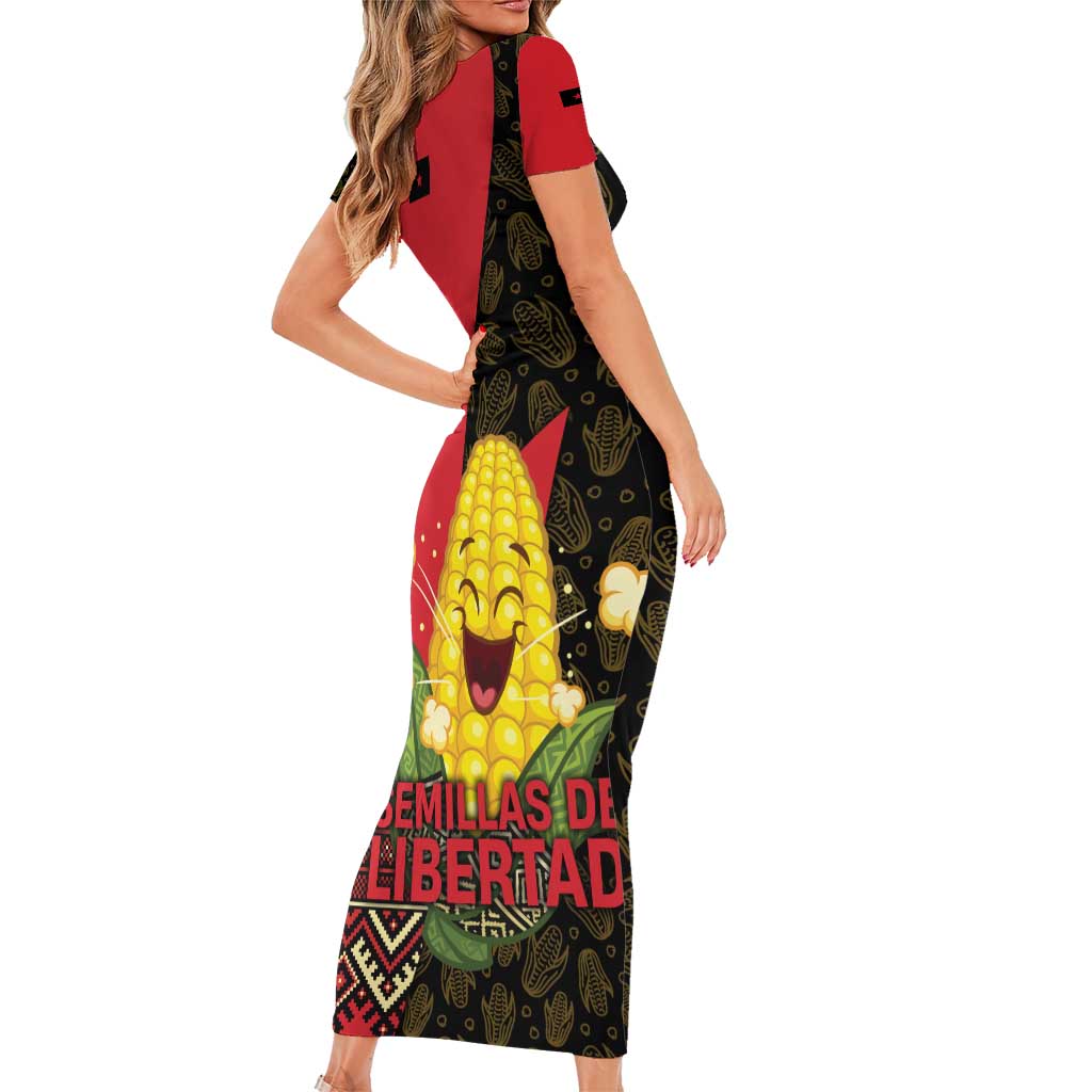 Zapatista Territories Family Matching Short Sleeve Bodycon Dress and Hawaiian Shirt Mexico with Corn Graphic and Indigenous Pattern Semillas de Libertad - Wonder Print Shop