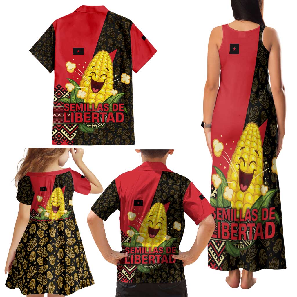 Zapatista Territories Family Matching Tank Maxi Dress and Hawaiian Shirt Mexico with Corn Graphic and Indigenous Pattern Semillas de Libertad - Wonder Print Shop
