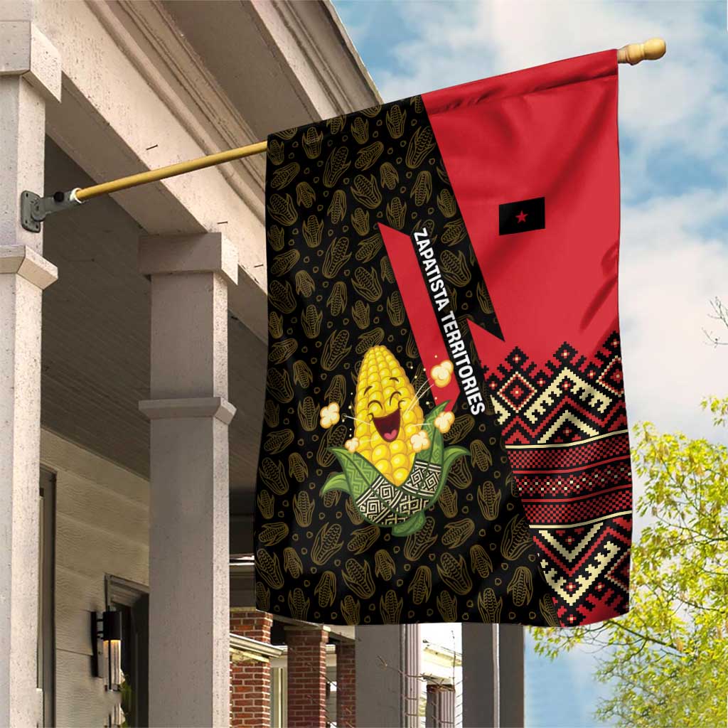 Zapatista Territories Garden Flag Mexico with Corn Graphic and Indigenous Pattern Semillas de Libertad - Wonder Print Shop