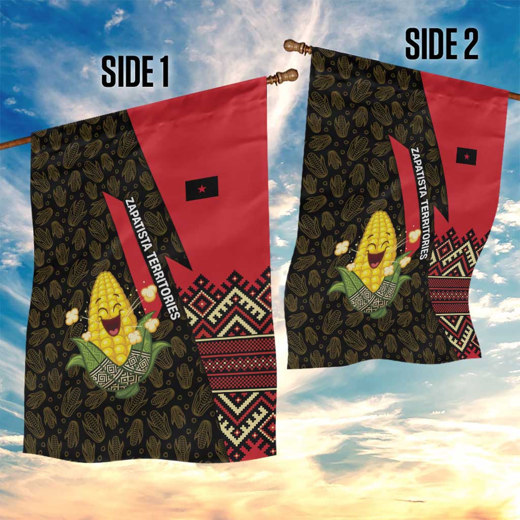 Zapatista Territories Garden Flag Mexico with Corn Graphic and Indigenous Pattern Semillas de Libertad - Wonder Print Shop