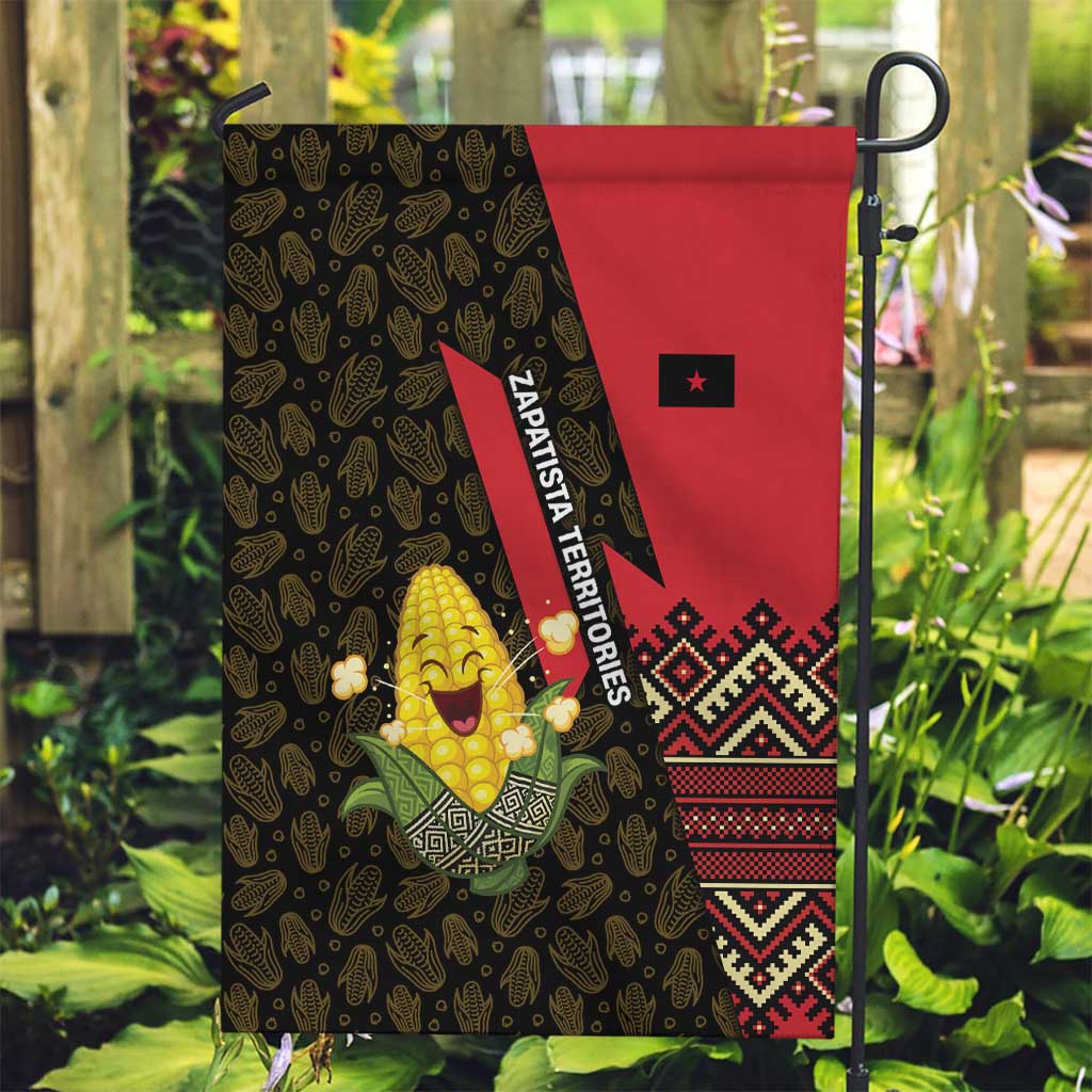 Zapatista Territories Garden Flag Mexico with Corn Graphic and Indigenous Pattern Semillas de Libertad - Wonder Print Shop