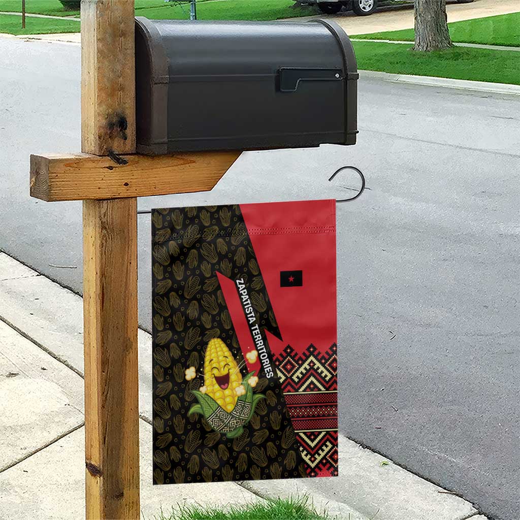 Zapatista Territories Garden Flag Mexico with Corn Graphic and Indigenous Pattern Semillas de Libertad - Wonder Print Shop