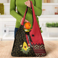 Zapatista Territories Grocery Bag Mexico with Corn Graphic and Indigenous Pattern Semillas de Libertad - Wonder Print Shop