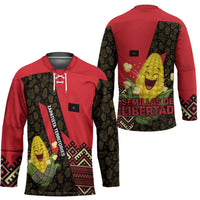 Zapatista Territories Hockey Jersey Mexico with Corn Graphic and Indigenous Pattern Semillas de Libertad - Wonder Print Shop