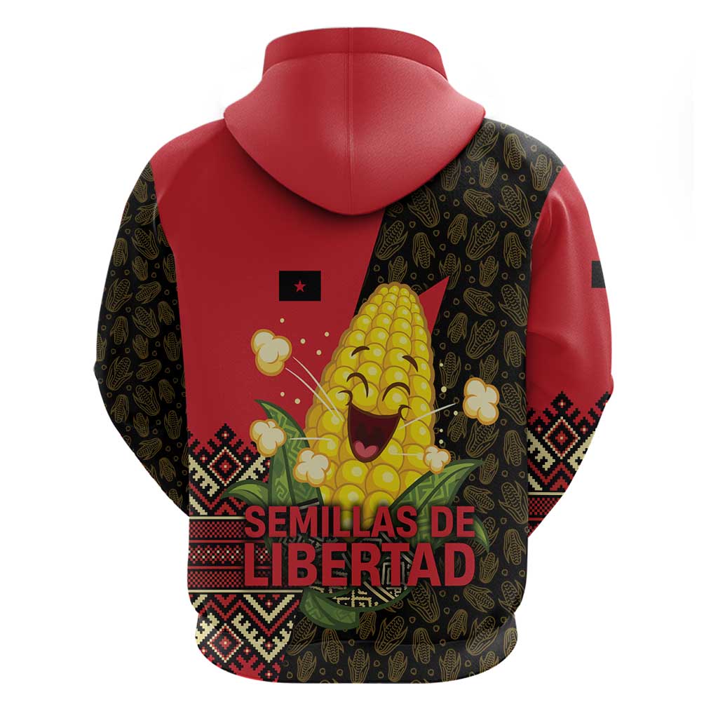 Zapatista Territories Hoodie Mexico with Corn Graphic and Indigenous Pattern Semillas de Libertad - Wonder Print Shop