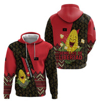 Zapatista Territories Hoodie Mexico with Corn Graphic and Indigenous Pattern Semillas de Libertad - Wonder Print Shop