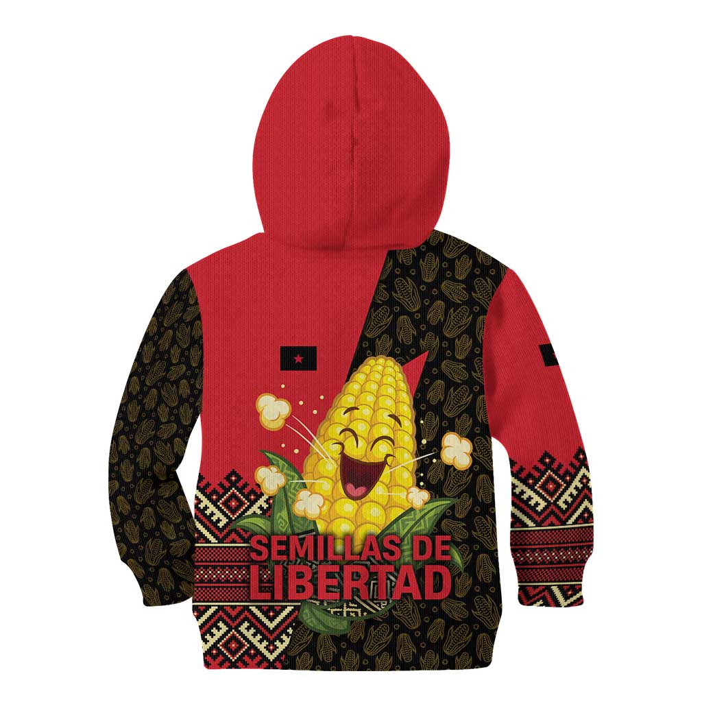 Zapatista Territories Kid Hoodie Mexico with Corn Graphic and Indigenous Pattern Semillas de Libertad - Wonder Print Shop
