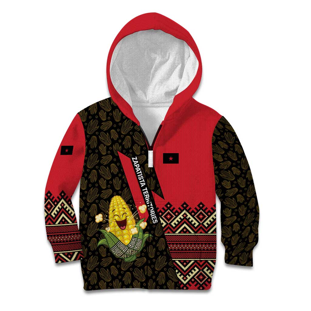Zapatista Territories Kid Hoodie Mexico with Corn Graphic and Indigenous Pattern Semillas de Libertad - Wonder Print Shop