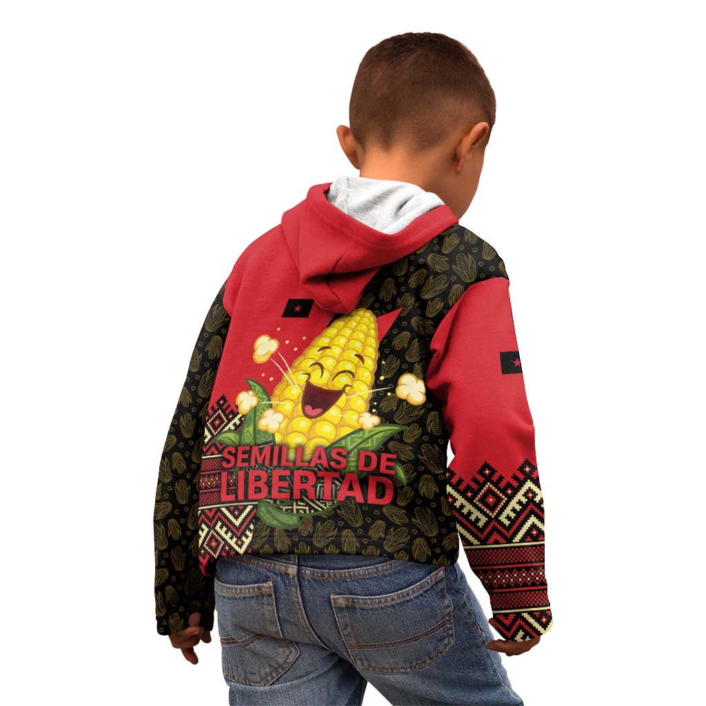 Zapatista Territories Kid Hoodie Mexico with Corn Graphic and Indigenous Pattern Semillas de Libertad - Wonder Print Shop