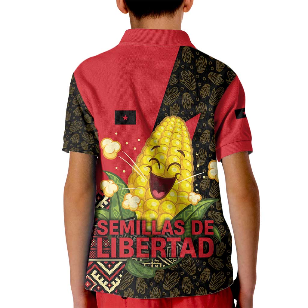 Zapatista Territories Kid Polo Shirt Mexico with Corn Graphic and Indigenous Pattern Semillas de Libertad - Wonder Print Shop
