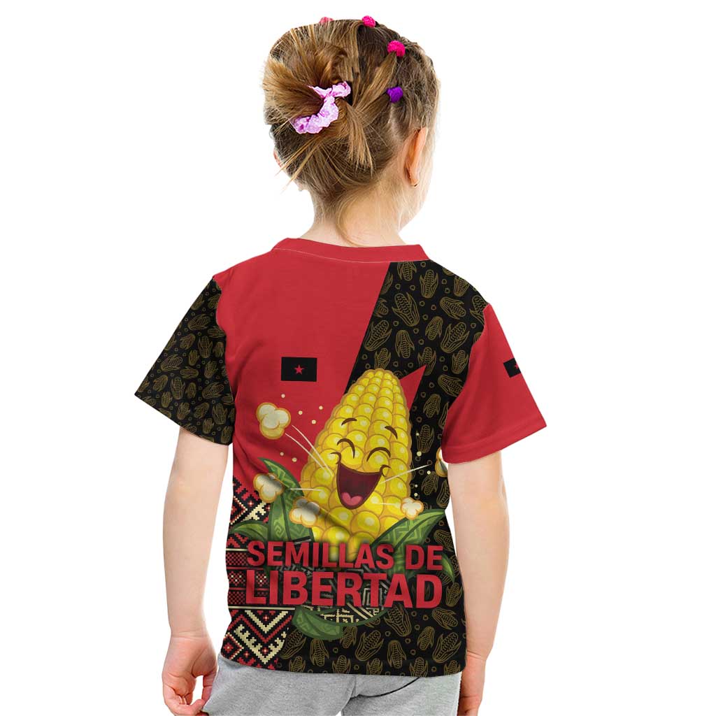 Zapatista Territories Kid T Shirt Mexico with Corn Graphic and Indigenous Pattern Semillas de Libertad - Wonder Print Shop
