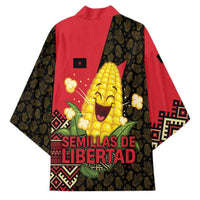 Zapatista Territories Kimono Mexico with Corn Graphic and Indigenous Pattern Semillas de Libertad - Wonder Print Shop