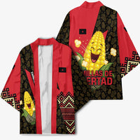 Zapatista Territories Kimono Mexico with Corn Graphic and Indigenous Pattern Semillas de Libertad - Wonder Print Shop
