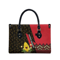 Zapatista Territories Leather Bag Mexico with Corn Graphic and Indigenous Pattern Semillas de Libertad - Wonder Print Shop
