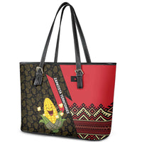 Zapatista Territories Leather Tote Bag Mexico with Corn Graphic and Indigenous Pattern Semillas de Libertad - Wonder Print Shop