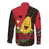 Zapatista Territories Long Sleeve Button Shirt Mexico with Corn Graphic and Indigenous Pattern Semillas de Libertad - Wonder Print Shop
