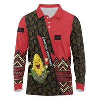 Zapatista Territories Long Sleeve Polo Shirt Mexico with Corn Graphic and Indigenous Pattern Semillas de Libertad - Wonder Print Shop