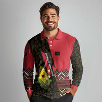 Zapatista Territories Long Sleeve Polo Shirt Mexico with Corn Graphic and Indigenous Pattern Semillas de Libertad - Wonder Print Shop