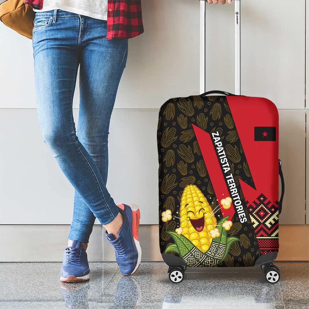 Zapatista Territories Luggage Cover Mexico with Corn Graphic and Indigenous Pattern Semillas de Libertad - Wonder Print Shop