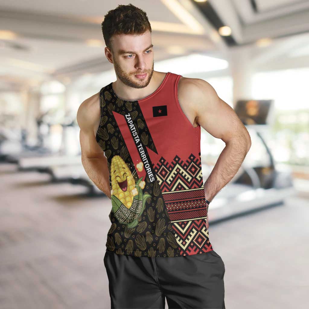 Zapatista Territories Men Tank Top Mexico with Corn Graphic and Indigenous Pattern Semillas de Libertad - Wonder Print Shop