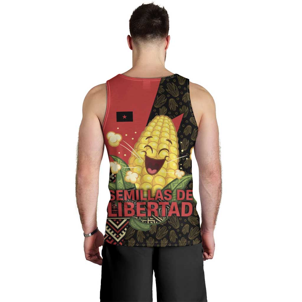Zapatista Territories Men Tank Top Mexico with Corn Graphic and Indigenous Pattern Semillas de Libertad - Wonder Print Shop