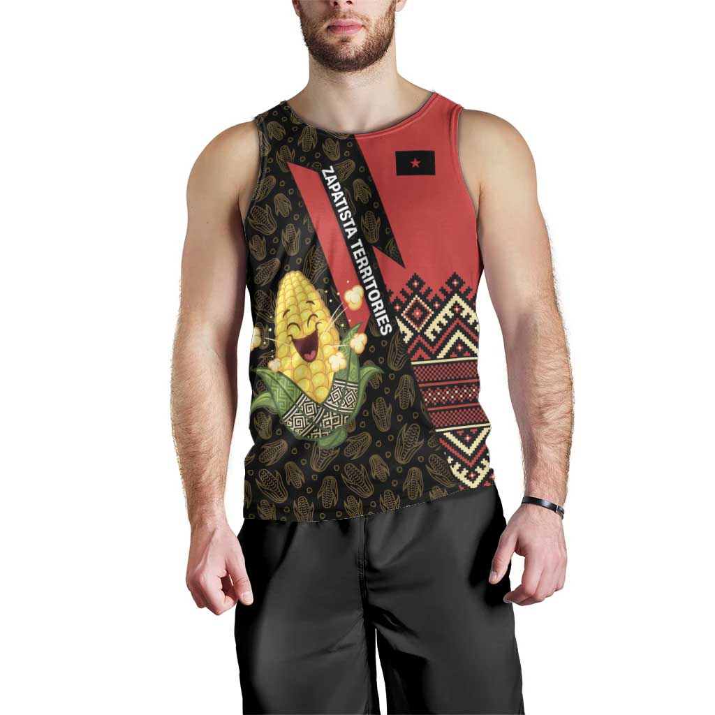 Zapatista Territories Men Tank Top Mexico with Corn Graphic and Indigenous Pattern Semillas de Libertad - Wonder Print Shop