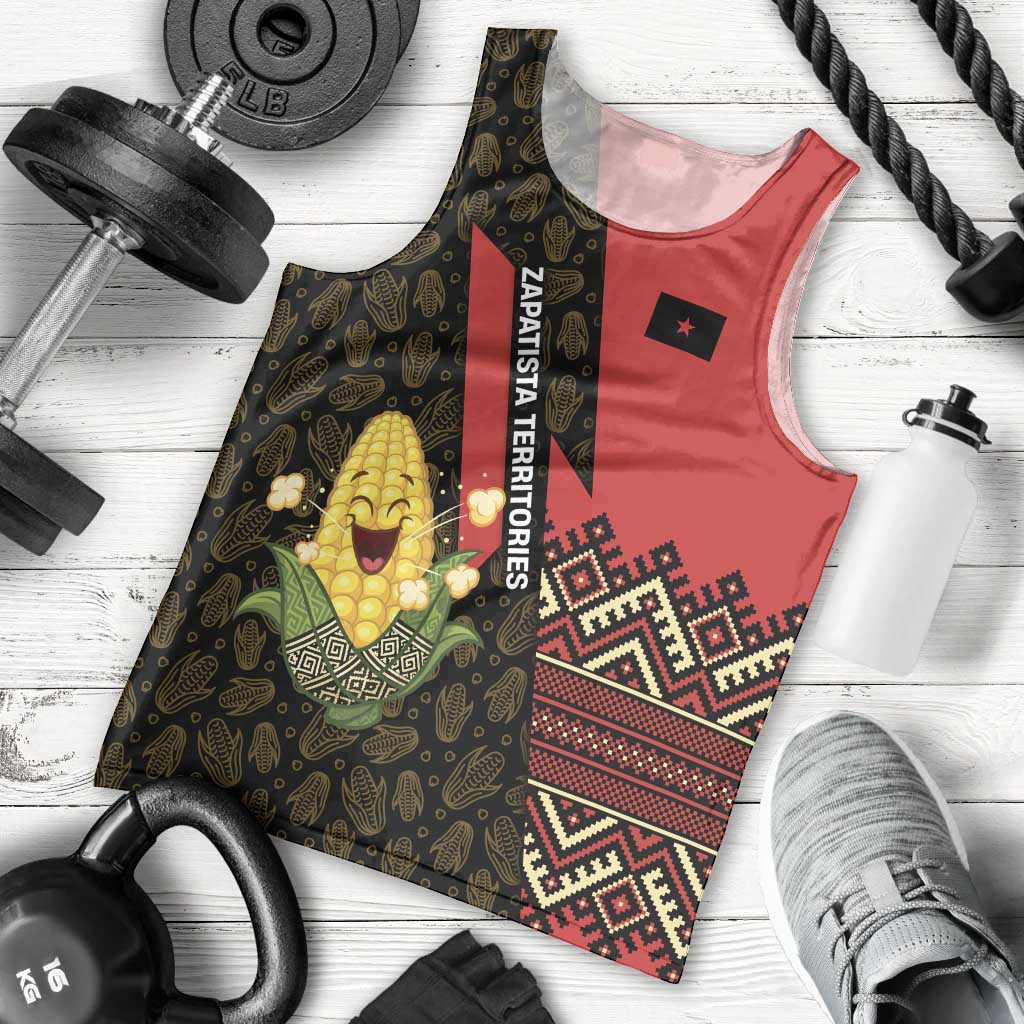 Zapatista Territories Men Tank Top Mexico with Corn Graphic and Indigenous Pattern Semillas de Libertad - Wonder Print Shop