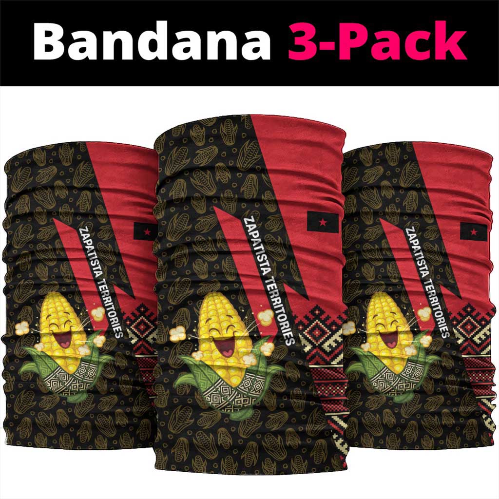 Zapatista Territories Neck Gaiter Mexico with Corn Graphic and Indigenous Pattern Semillas de Libertad - Wonder Print Shop