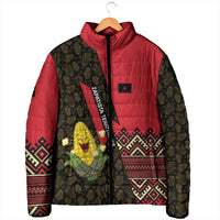 Zapatista Territories Padded Jacket Mexico with Corn Graphic and Indigenous Pattern Semillas de Libertad - Wonder Print Shop