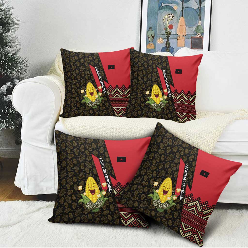 Zapatista Territories Pillow Cover Mexico with Corn Graphic and Indigenous Pattern Semillas de Libertad - Wonder Print Shop