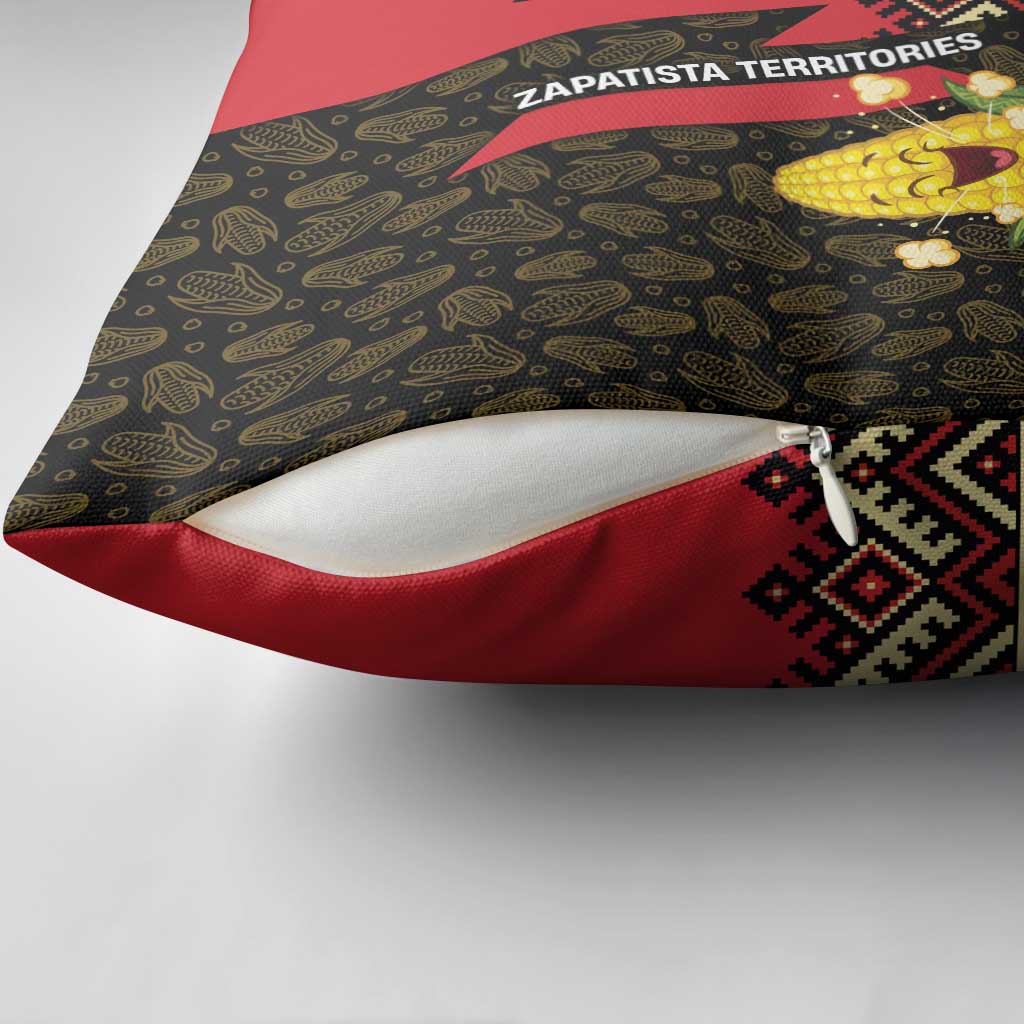 Zapatista Territories Pillow Cover Mexico with Corn Graphic and Indigenous Pattern Semillas de Libertad - Wonder Print Shop