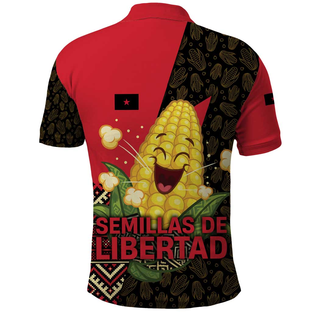 Zapatista Territories Polo Shirt Mexico with Corn Graphic and Indigenous Pattern Semillas de Libertad - Wonder Print Shop