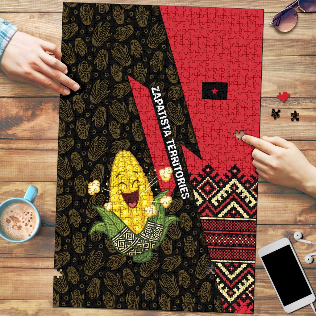 Zapatista Territories Puzzle Mexico with Corn Graphic and Indigenous Pattern Semillas de Libertad - Wonder Print Shop