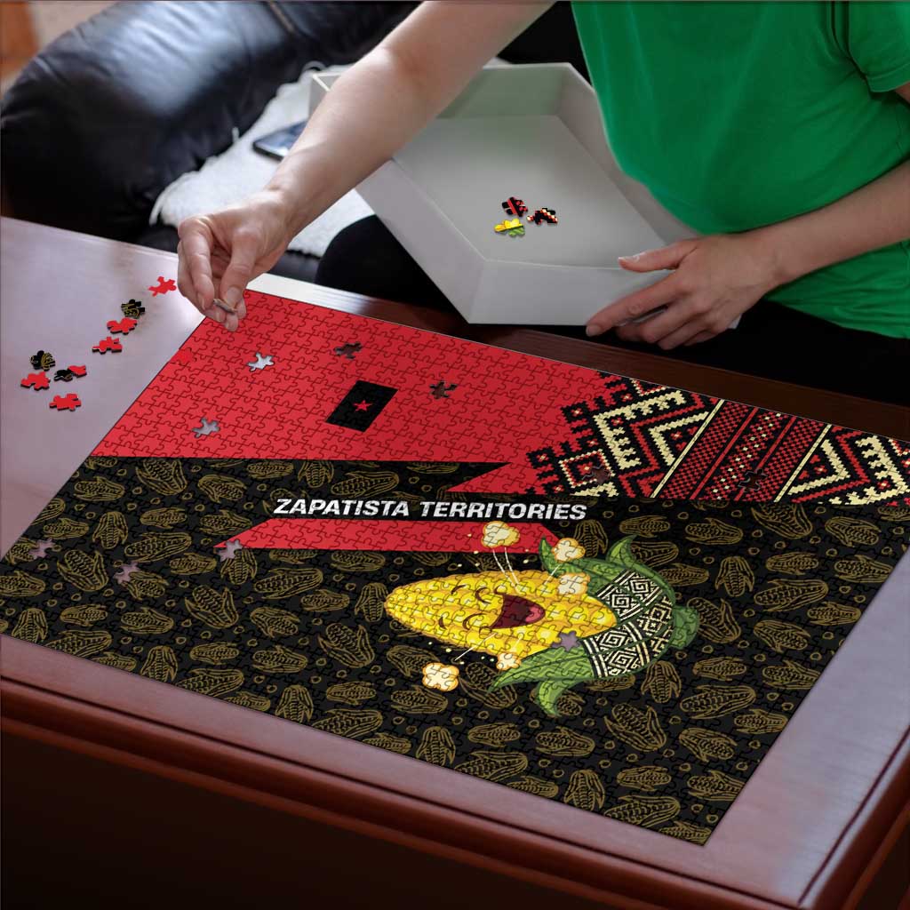 Zapatista Territories Puzzle Mexico with Corn Graphic and Indigenous Pattern Semillas de Libertad - Wonder Print Shop