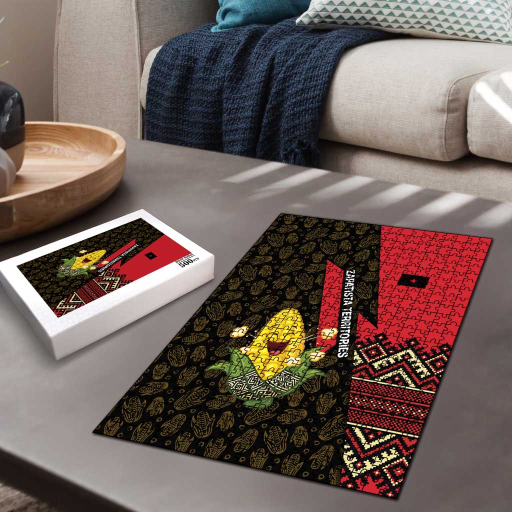 Zapatista Territories Puzzle Mexico with Corn Graphic and Indigenous Pattern Semillas de Libertad - Wonder Print Shop
