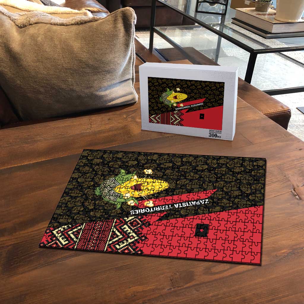 Zapatista Territories Puzzle Mexico with Corn Graphic and Indigenous Pattern Semillas de Libertad - Wonder Print Shop