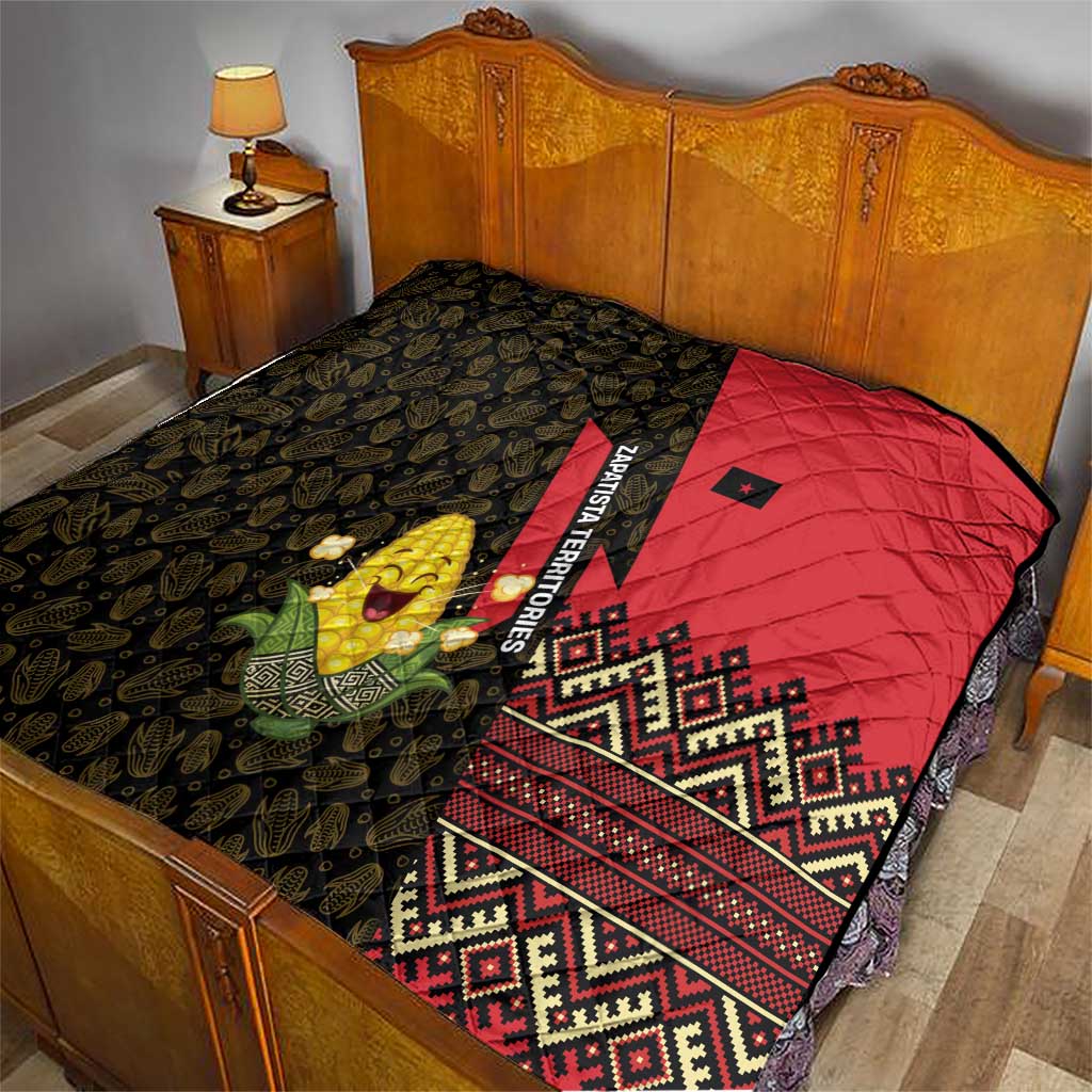 Zapatista Territories Quilt Mexico with Corn Graphic and Indigenous Pattern Semillas de Libertad - Wonder Print Shop
