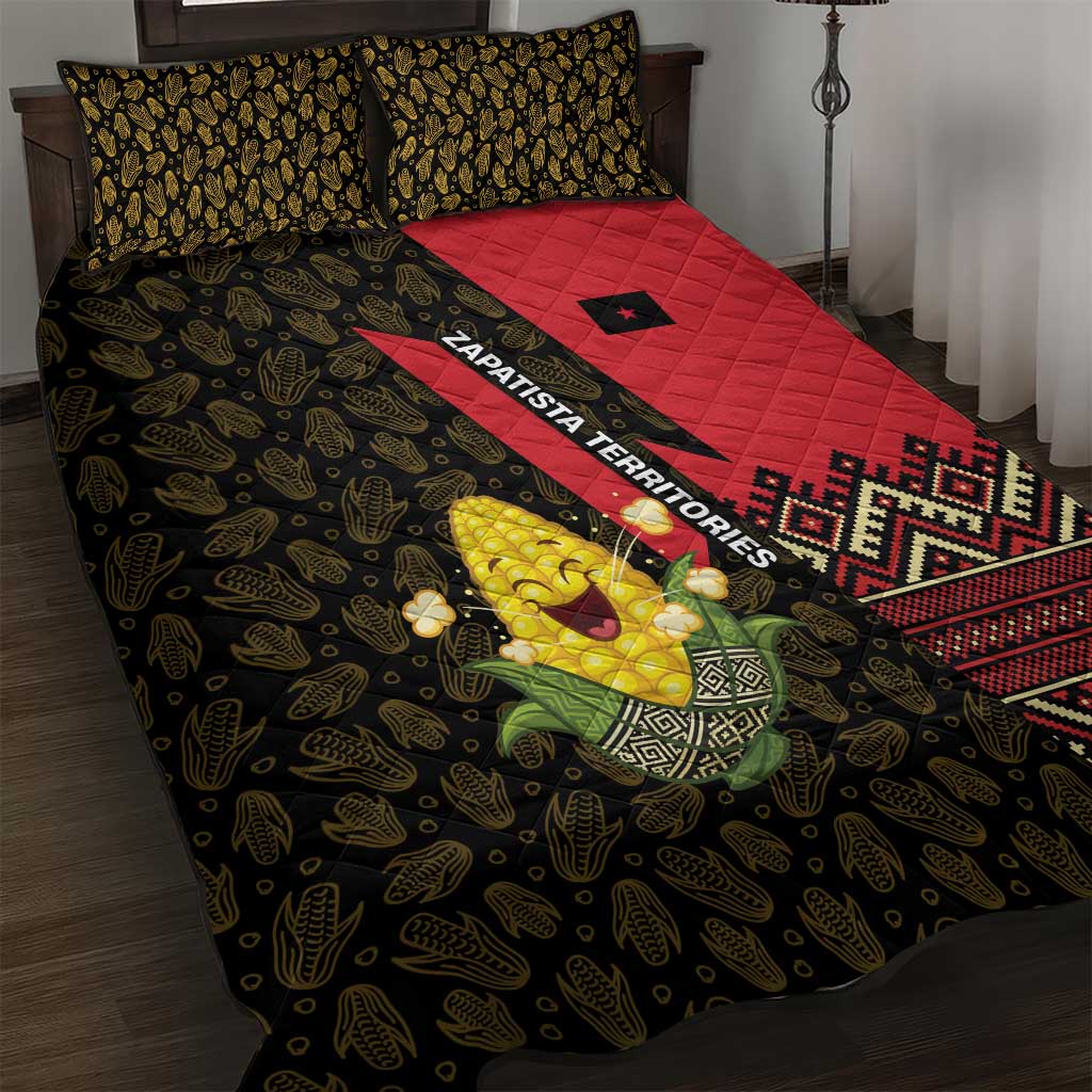 Zapatista Territories Quilt Bed Set Mexico with Corn Graphic and Indigenous Pattern Semillas de Libertad - Wonder Print Shop