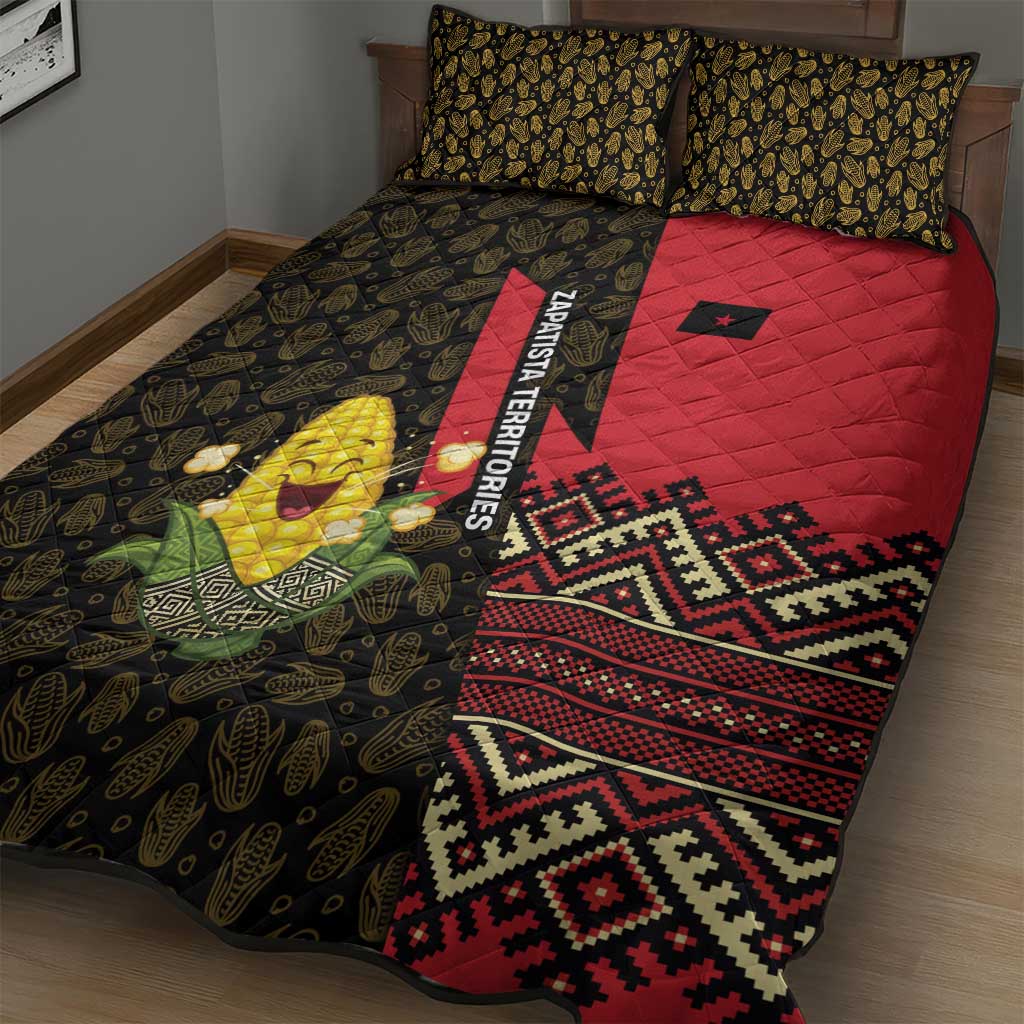 Zapatista Territories Quilt Bed Set Mexico with Corn Graphic and Indigenous Pattern Semillas de Libertad - Wonder Print Shop