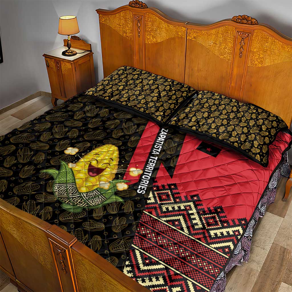 Zapatista Territories Quilt Bed Set Mexico with Corn Graphic and Indigenous Pattern Semillas de Libertad - Wonder Print Shop