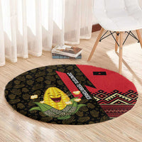 Zapatista Territories Round Carpet Mexico with Corn Graphic and Indigenous Pattern Semillas de Libertad - Wonder Print Shop