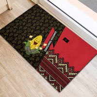 Zapatista Territories Rubber Doormat Mexico with Corn Graphic and Indigenous Pattern Semillas de Libertad - Wonder Print Shop