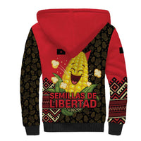 Zapatista Territories Sherpa Hoodie Mexico with Corn Graphic and Indigenous Pattern Semillas de Libertad - Wonder Print Shop