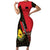 Zapatista Territories Short Sleeve Bodycon Dress Mexico with Corn Graphic and Indigenous Pattern Semillas de Libertad - Wonder Print Shop