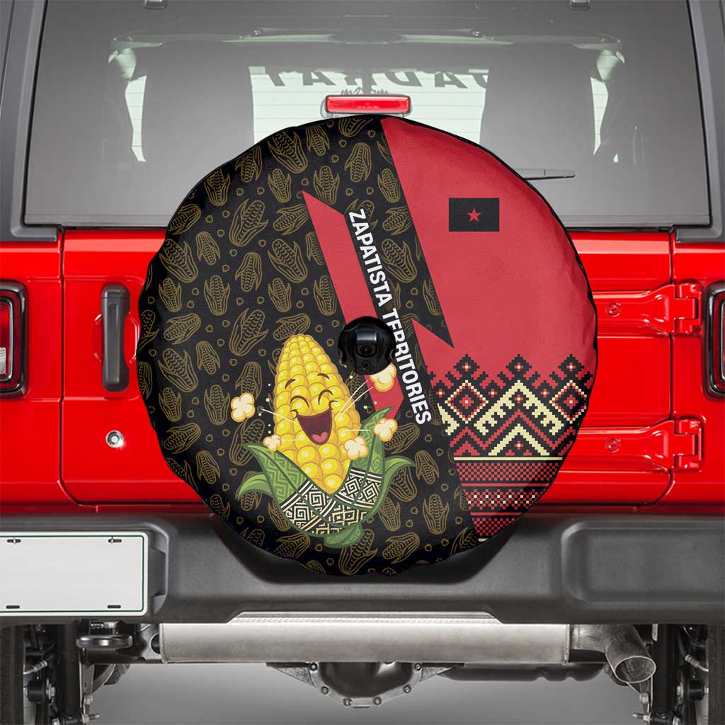 Zapatista Territories Spare Tire Cover Mexico with Corn Graphic and Indigenous Pattern Semillas de Libertad - Wonder Print Shop