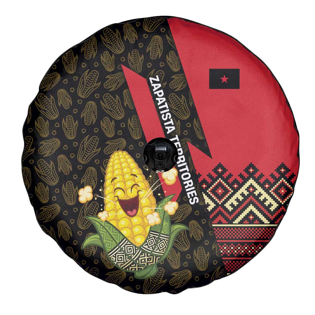 Zapatista Territories Spare Tire Cover Mexico with Corn Graphic and Indigenous Pattern Semillas de Libertad - Wonder Print Shop