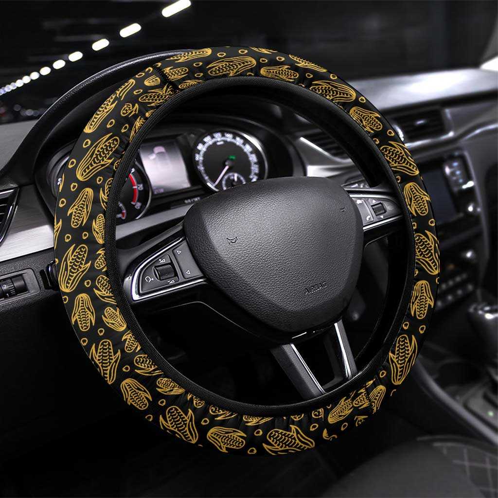 Zapatista Territories Steering Wheel Cover Mexico with Corn Graphic and Indigenous Pattern Semillas de Libertad - Wonder Print Shop