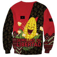 Zapatista Territories Sweatshirt Mexico with Corn Graphic and Indigenous Pattern Semillas de Libertad - Wonder Print Shop