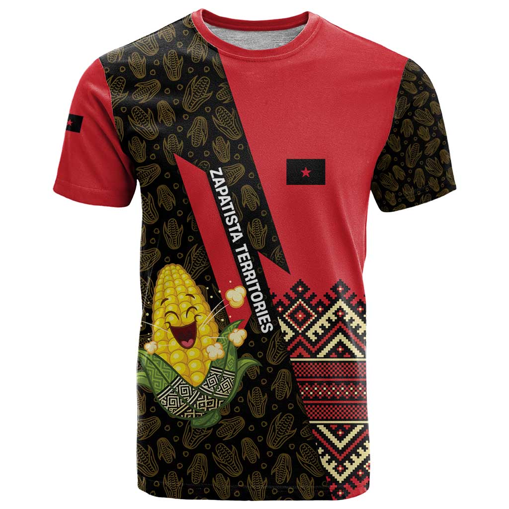 Zapatista Territories T Shirt Mexico with Corn Graphic and Indigenous Pattern Semillas de Libertad - Wonder Print Shop