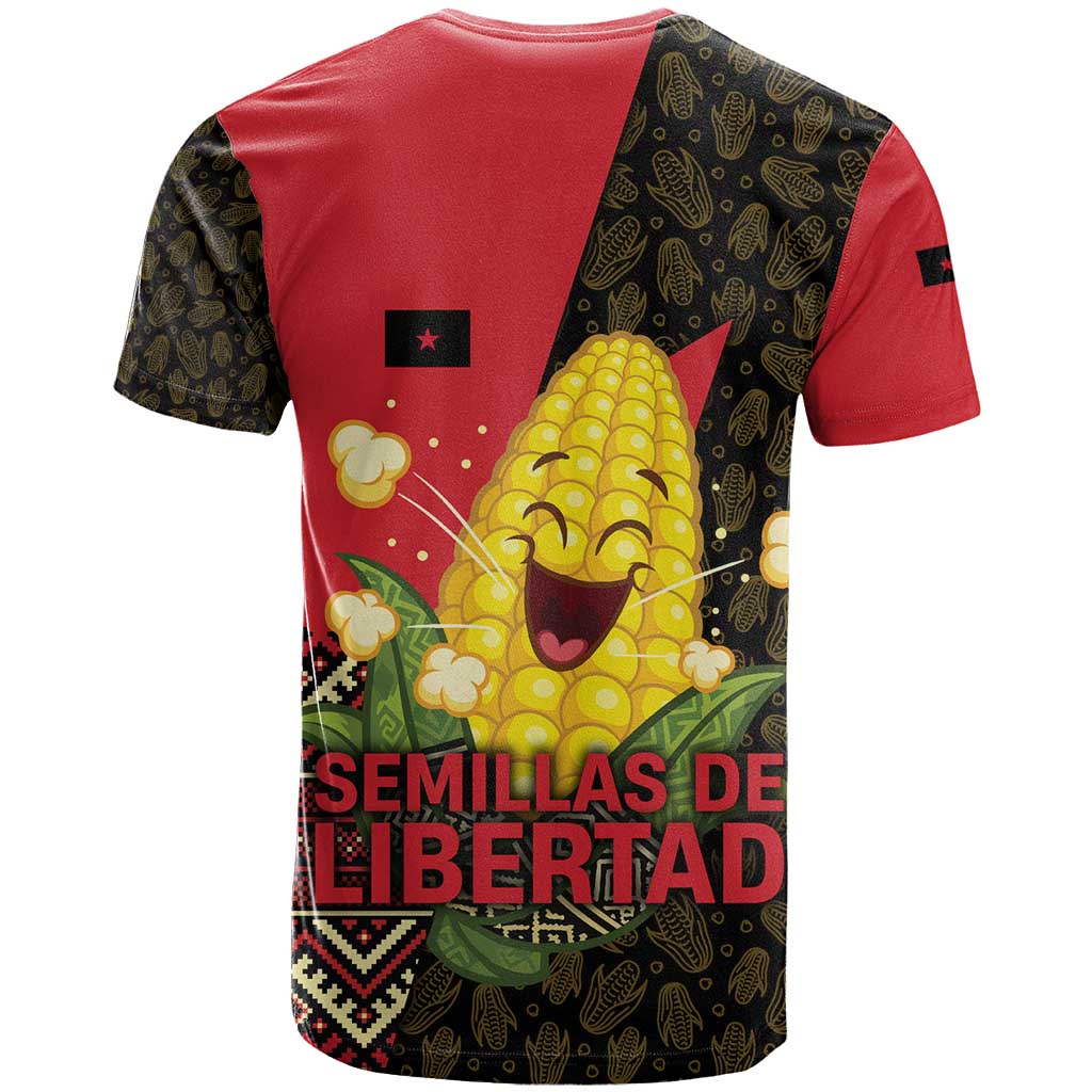 Zapatista Territories T Shirt Mexico with Corn Graphic and Indigenous Pattern Semillas de Libertad - Wonder Print Shop